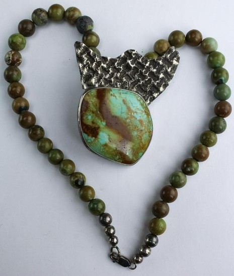 Artisan Sterling Silver Turquoise 19 1/2" Necklace