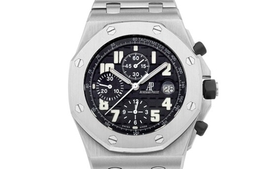 Audemars Piguet Royal Oak Offshore, Reference 25721ST | A stainless steel chronograph wristwatch with date and bracelet, Circa 2006 | 愛彼 | 皇家橡樹離岸型系列 型號25721ST | 精鋼計時鏈帶腕錶，備日期顯示，約2006年製