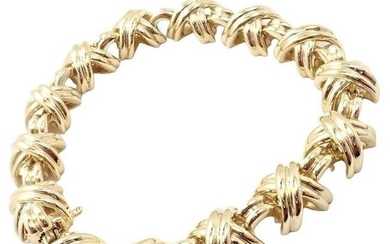 Authentic! Tiffany & Co 18k Yellow Gold Classic X Link Bracelet