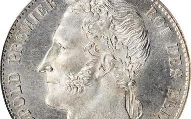 BELGIUM. 5 Francs, 1849. Brussels Mint. Leopold I. PCGS MS-64.