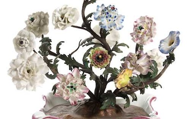 BOUQUETIERE WITH PORCELAIN FLOWERS