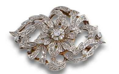 BROOCH 30'S GOLD DIAMONDS AND A CUBIC ZIRCONIA