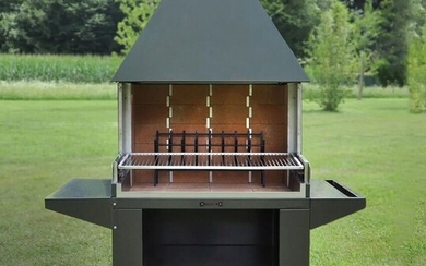 Barbecue d'extérieur FOGHER Italy, modèle FCA 900, en métal gris avec cache d'extraction. (vendu démonté,...