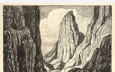 Birger Sandzen (after) "Sentinel Rock" (1917 Lithograph)