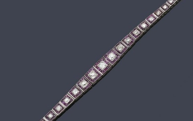 Bracelet in platinum with twenty-three old cut diamonds
