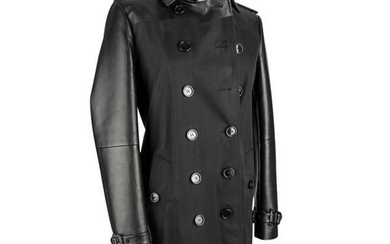 Burberry Trench Coat Black Lambskin Leather and Cotton