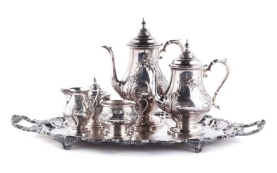CHATEAU ROSE STERLING TEA SET BY ALVIN