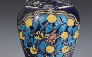 CHINESE FAHUA VASE, Qing style. - H:14 in. Estimate $100-150...