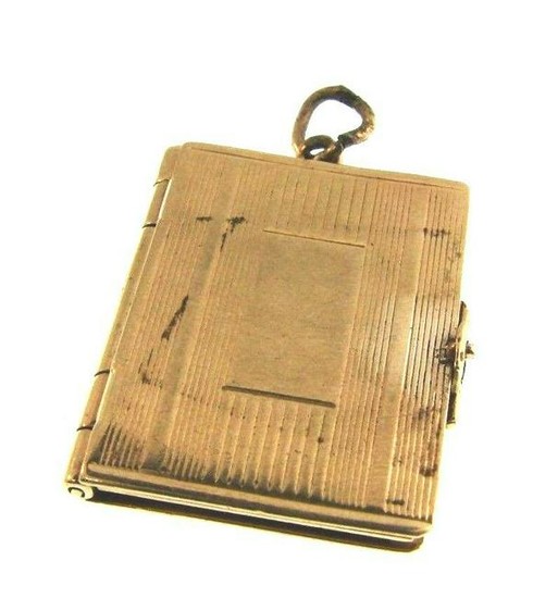 CLASSIC 14k Yellow Gold Mechanical Book Charm Antique