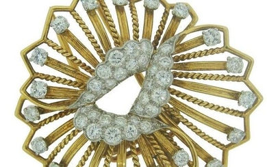 Cartier Diamond Yellow Gold Brooch Pin