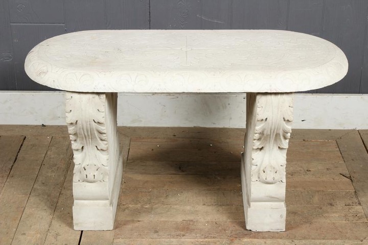 Carved Marble Garden Bench