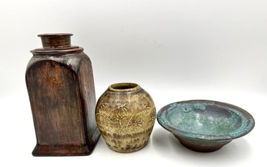 Ceramic Pot, Double Sided Lid Jar, and a Bowl