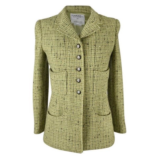 Chanel 97A Jacket Fresh Spring Green Tweed Divine