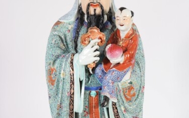 Chine grand Shoulao en porcelaine de la famille rose
