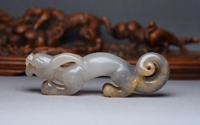 Chinese Beast Figure jade Statue handcarved vintage
