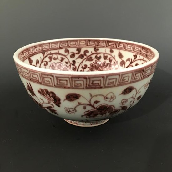 Chinese Copper Red 'Floral' Bowl