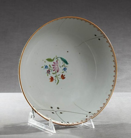 Chinese Famille Rose Porcelain Footed Punch Bowl, early