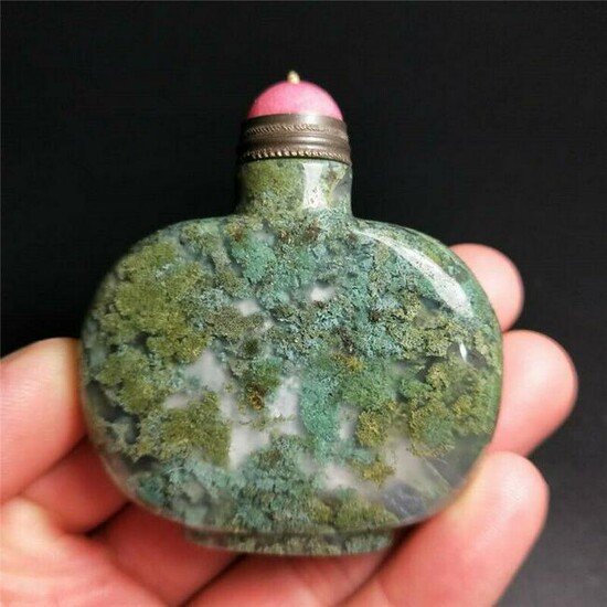 Chinese Natural water grass agate snuff bottle old