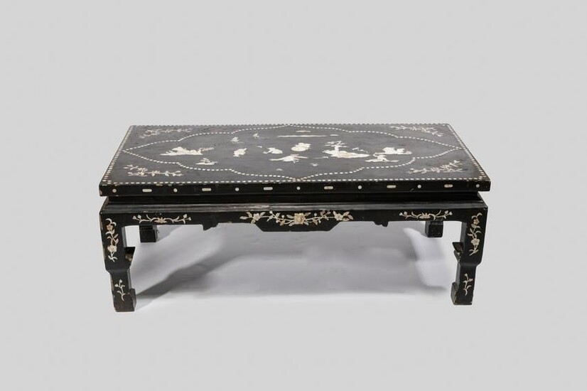 Chinese Old Lacquer Table Inlaid MOP