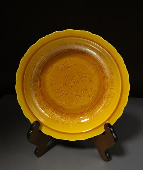 Chinese Yellow Dragon Porcelain Plate