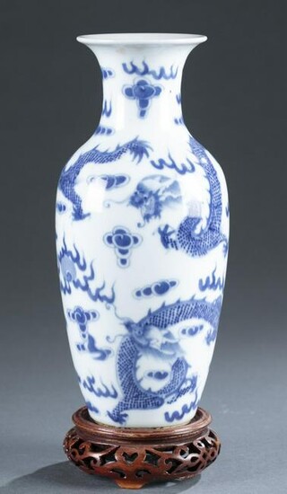 Chinese blue and white dragon vase.