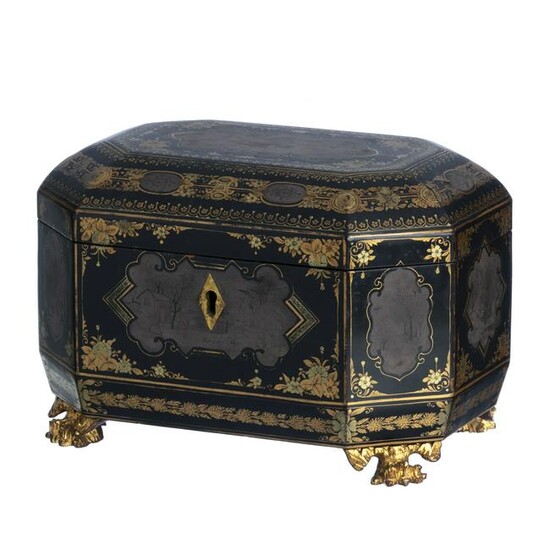 Chinese lacquer tea caddy
