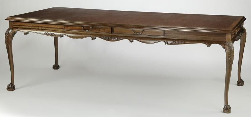 Chippendale style mahogany executive desk, 95"w