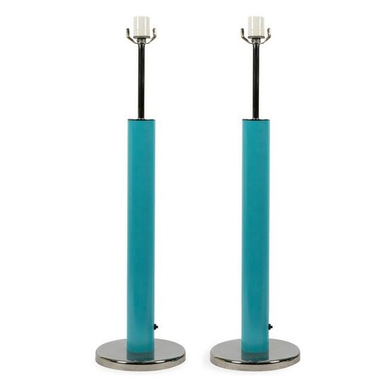 Chrome and Turquoise Lamps