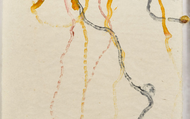 Claude GILLI (Français - 1938 - 2015) Aquarelle papier Japon, travail de 10 escargots - 1974