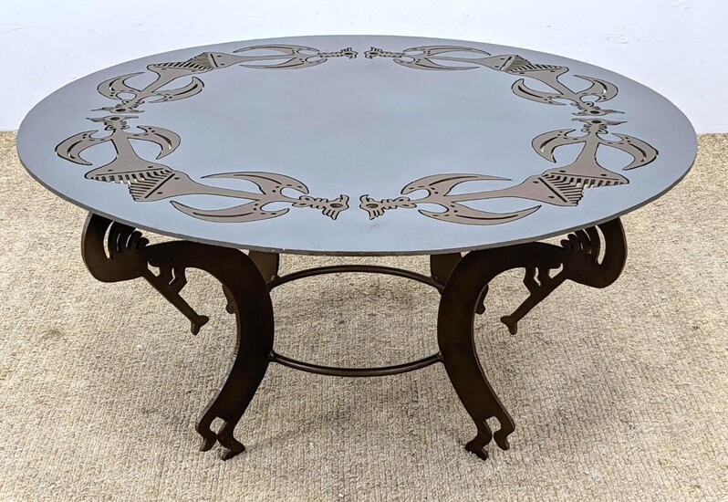 Coffee Table. Metal Kokopelli Leg Table Base. Metal Top