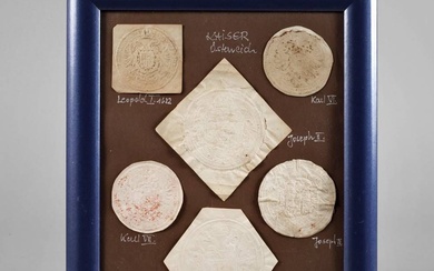 Collection de sceaux impériaux en papier XVIe-XVIIe siècles, six sceaux en papier d'empereurs autrichiens, dont...
