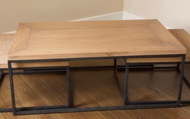 Contemporary 3-Part Low Table with Plank Wood Tops