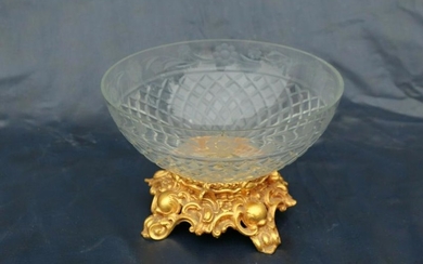 Crystal Bowl center piece gold plated