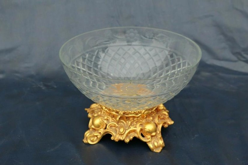 Crystal Bowl center piece gold plated