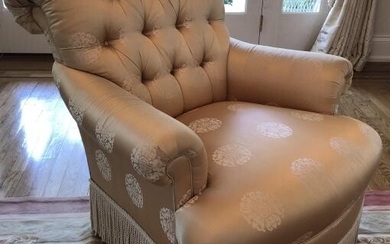 Custom Upholstered Empire Tufted Gold Silk Chair