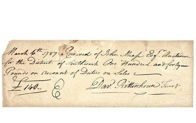 DAVID RITTENHOUSE Signed 1787 Autograph Document