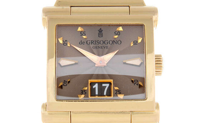 DE GRISOGONO - a gentleman's 18ct yellow gold Instrumento Grande wrist watch.