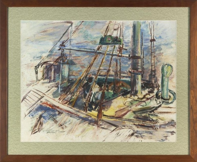 DOROTHY LOEB (Massachusetts/Illinois/California/Mexico, 1887-1971), Figures on a sailing vessel.