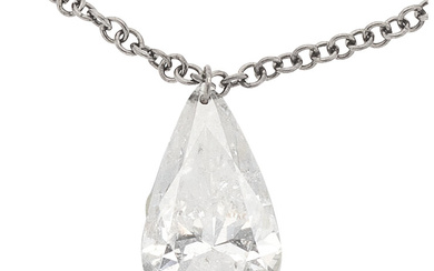 Diamond, Gold Necklace Stones: Pear-shaped diamond weighing approximately 1.00...