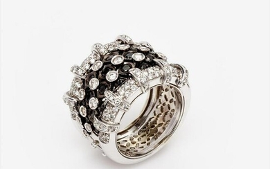 Diamond & Black Diamond Wide Ring by RCM