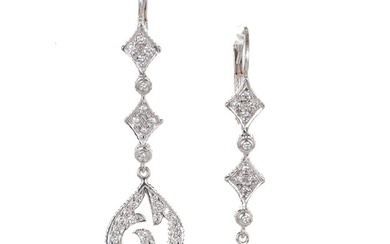 Doris Panos Diamond Gold Drop Dangle Earrings