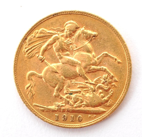 EDWARD VII 1910 22CT GOLD FULL SOVEREIGN