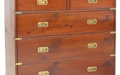 ENGLISH MAHOGANY CAMPAIGN CHEST OF DRAWERS