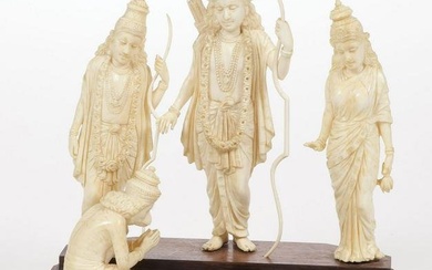EXCEPTIONAL INDIAN CARVED GROUP, C. 1930