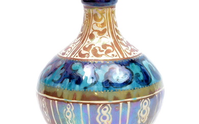 Earthenware New-Delfts lustre vase with floral decoration, painted...