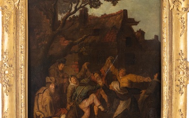 Ecole HOLLANDAISE du XVIIe siècle, entourage de Jan Miense MOLENAER (1609/10-1668) "Danse de paysans" Toile...