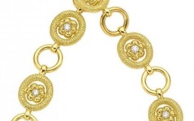 Elizabeth Gage Diamond, Gold Necklace, English Stones