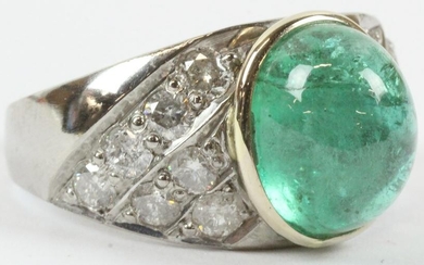 Emerald, Diamond, & 18k Ring