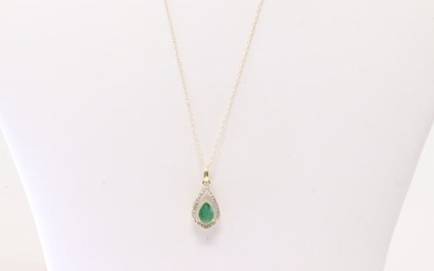 Emerald & Diamond Pendant / Necklace 10Kt.