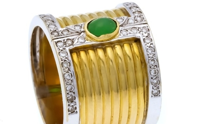 Emerald-brilliant ring GG / WG 750/000 with an...